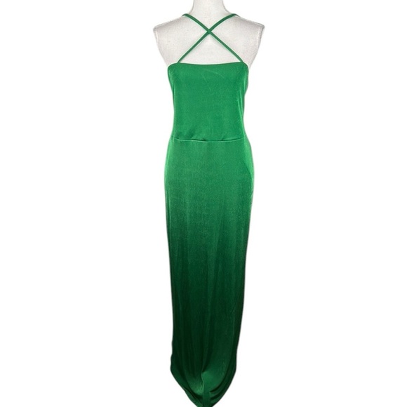 Wild Fable Kelly Green Y2K 90's Special Occasion Prom Maxi Slip Dress Size Large - Picture 1 of 8